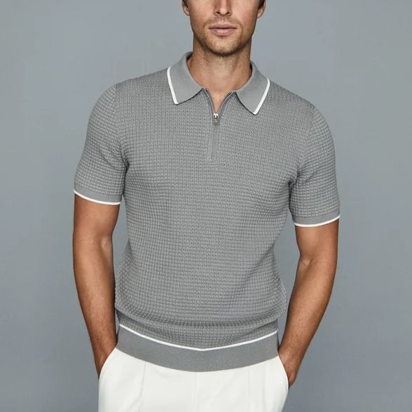 Mens fashion casual knitting Stripe Polo Shirt / [viawink] /