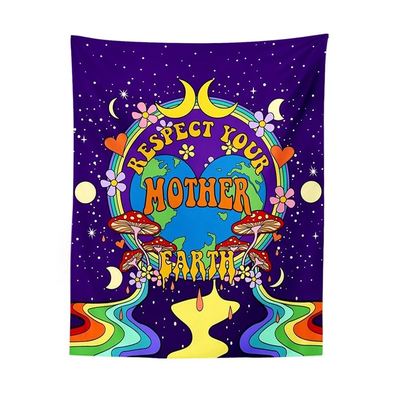 Mushroom moon phase Tapestry Wall Hanging Rainbow Sunshine Tapestries For Drom Room Decoration Carpet Boho Decor poster