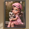 Diamond Painting -DIY Round Drill Girl with Pet Character(35x45 CM)