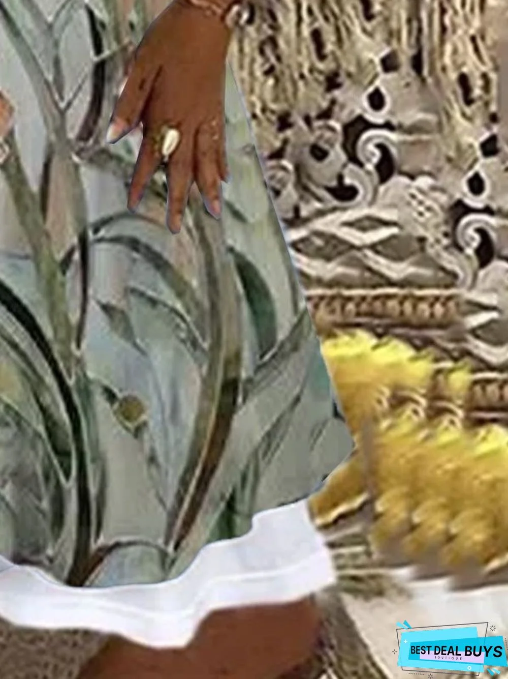 Abstract Sleeveless Casual Crew Neck Knitting Dress