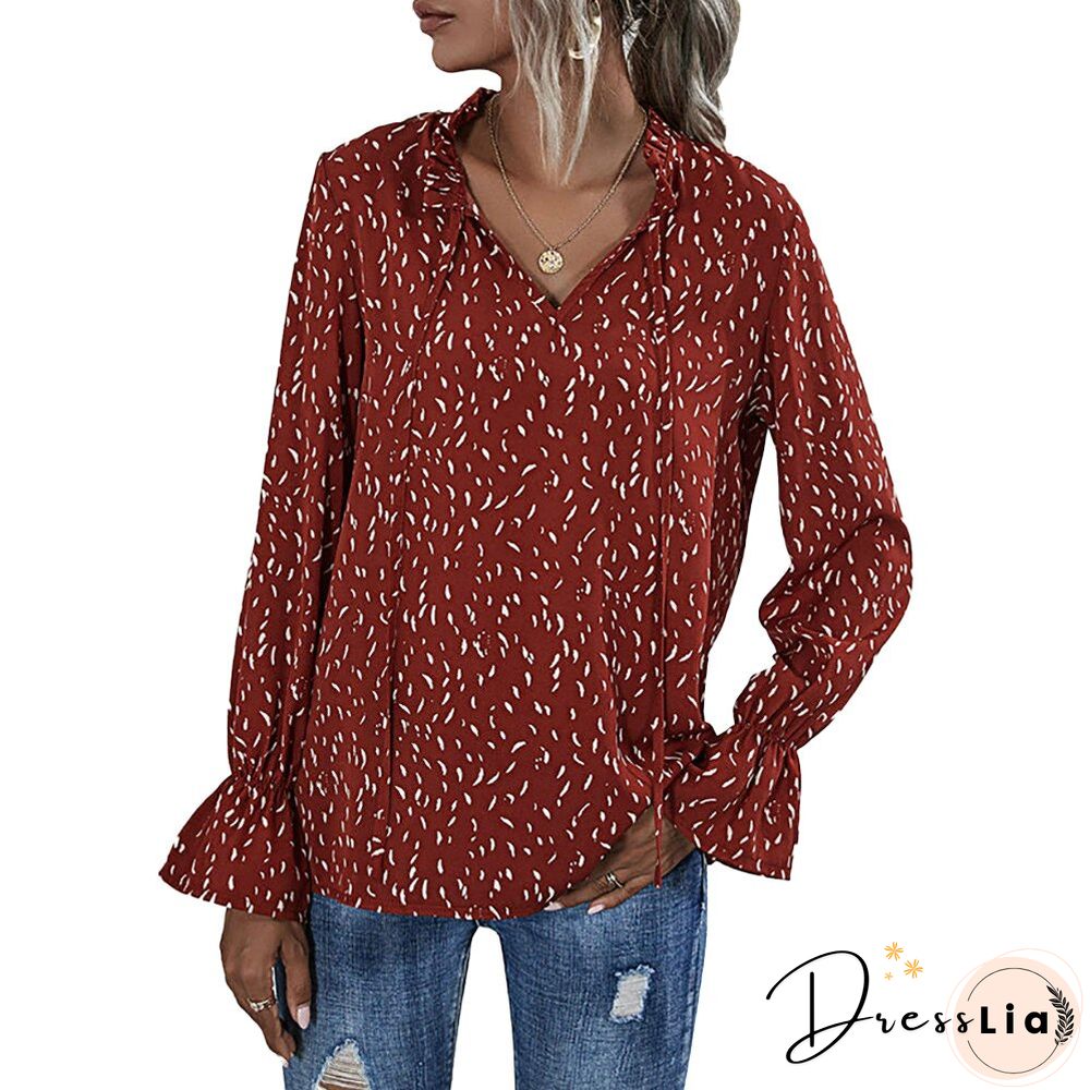 Sale Long Sleeve Women'S Top And Blouse Autumn Spring V-Neck Ladies Shirt Blouses Office Lady Work Wear Female Tops Tee D30