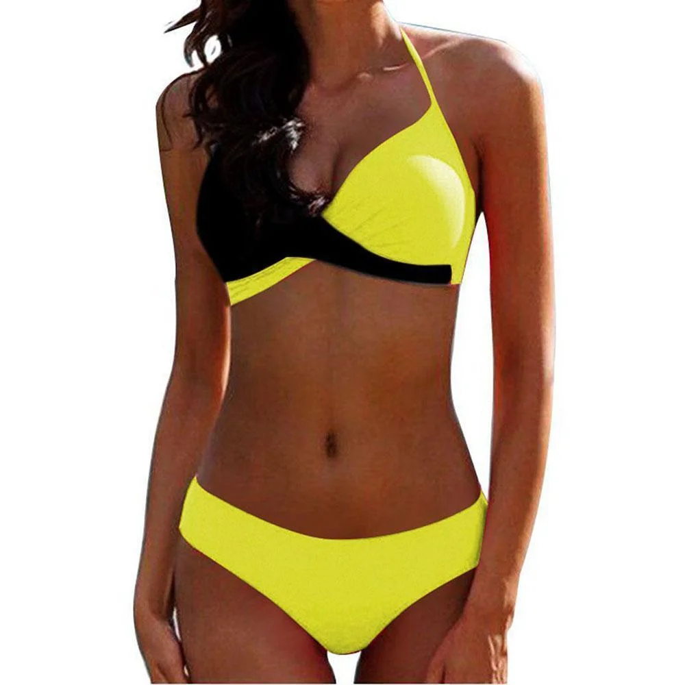 Sexy Bikini Hard Pack Color Matching Split Swimsuit
