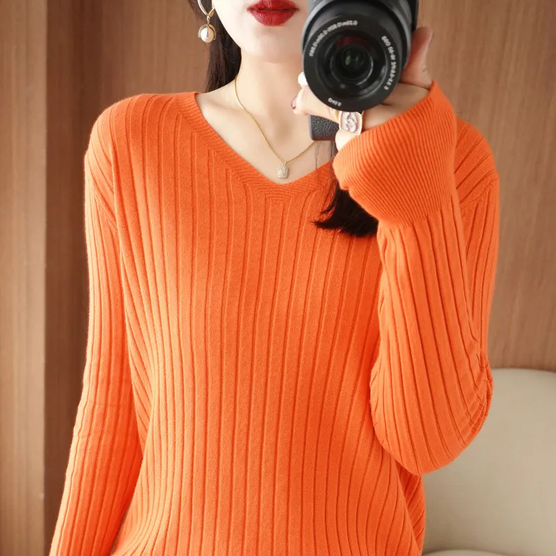 Churchf Churchf Sweater Female 2023 Spring And Autumn Knit Bottom Shirt Fashion Slim Long Sleeve Skin-Friendly Soft Bottom Top