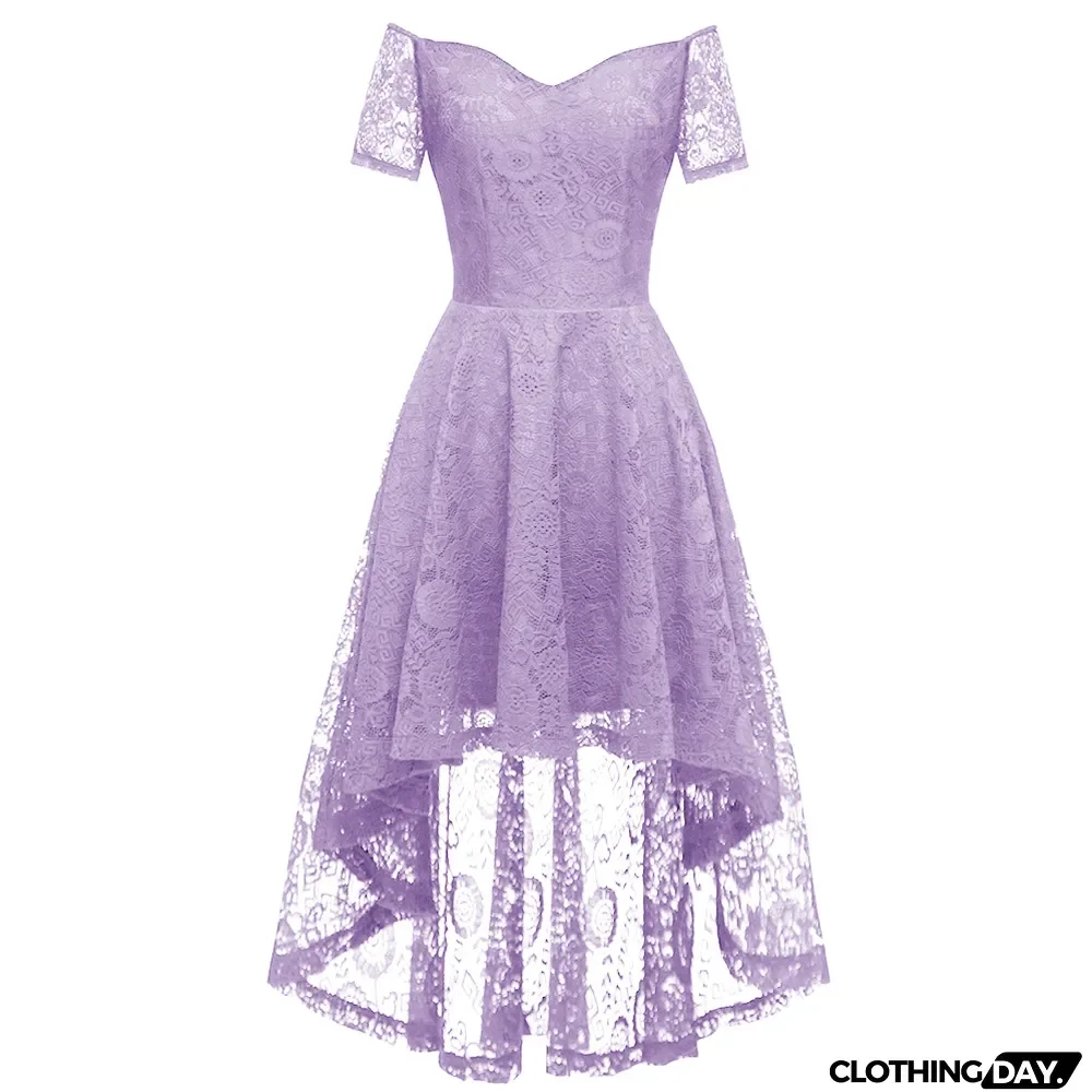 Women Sexy Elegant Off Shoulder lace Short Sleeve Mermaid Dress