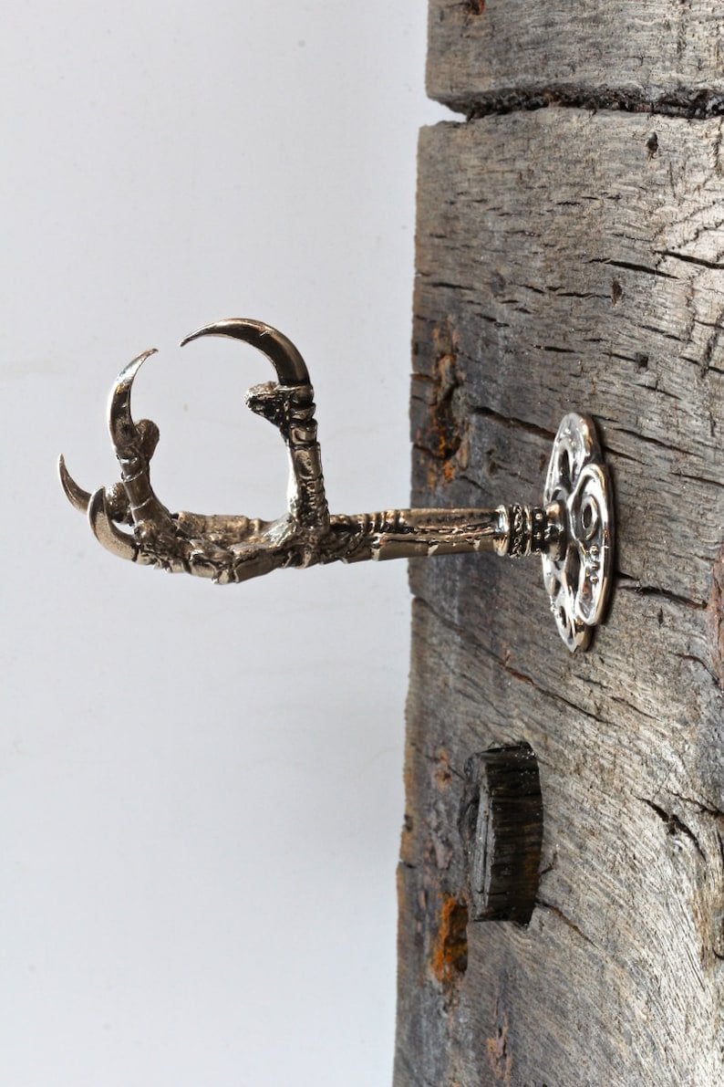 Raven claw wall mounted silver plated jewelry holder coat hat key hook
