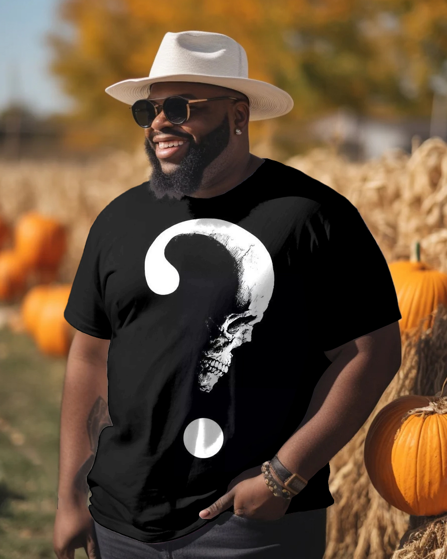 Big Men's Halloween Skull Crewneck Short Sleeve T-Shirt