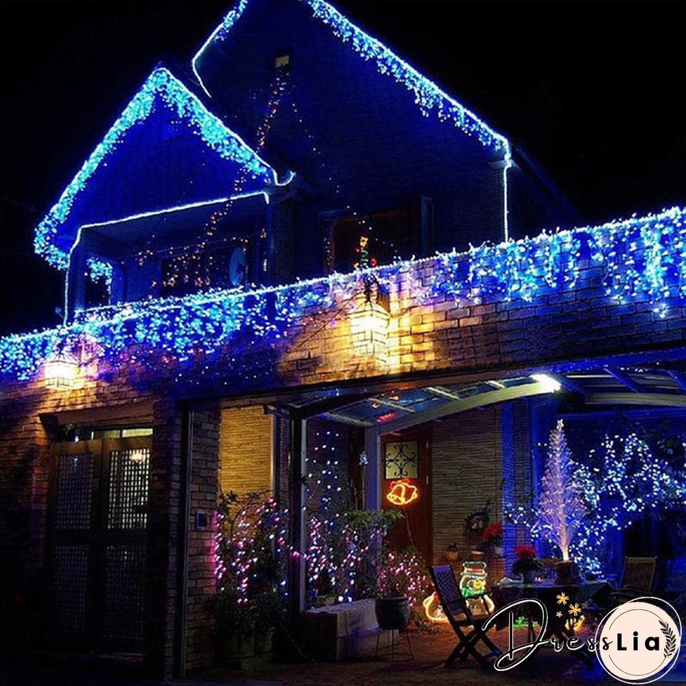 5M Christmas LED Curtain Icicle String Lights Droop 0.4-0.6m AC 110V/220V Garden Street Outdoor Decorative Holiday Light