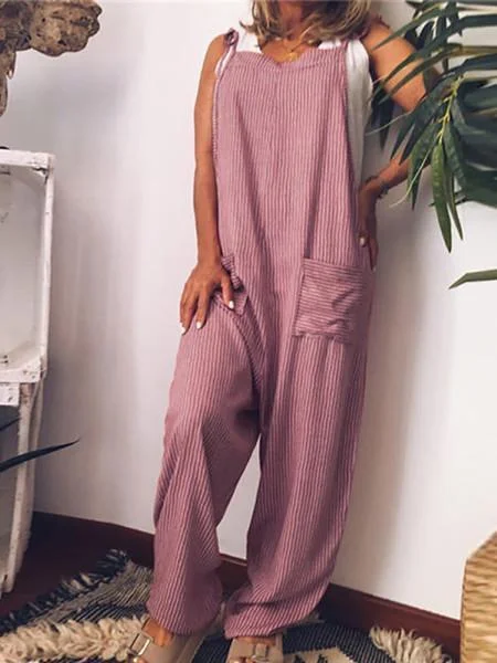 Casual Loose Stripe Jumpsuit