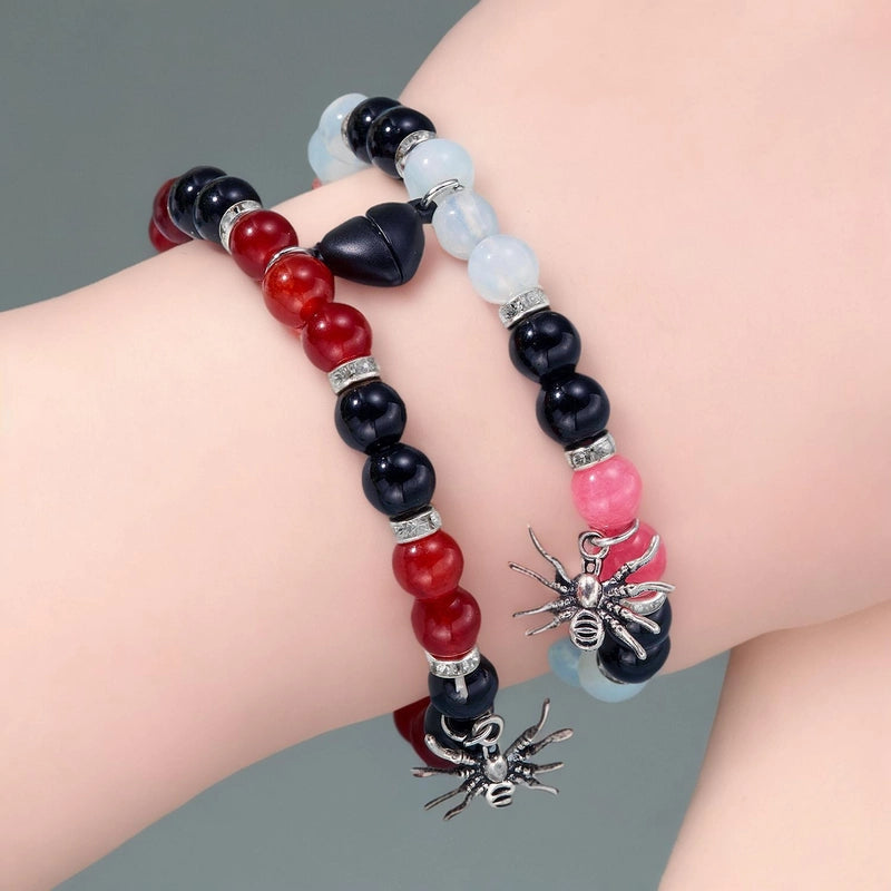 Halloween Jewelry Hot Selling Spider Love Magnetic Suction Couple Elastic Beaded Bracelet Bracelet Jewelry