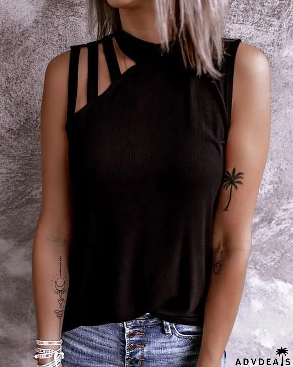 Cold Shoulder O Neck Tank Top