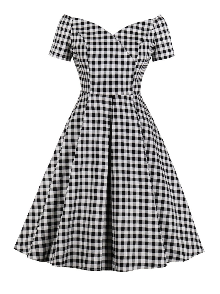 Vitage Dress Plaid Pattern 1940s A-Line Dress