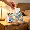 Diamond Art Painting Decorative Paper Napkin Dispenser Wear Resist Handmade Household Container Multifunction Rhinestone PU Tissue Holder Kit for Adults Home Office Gift (Color Hummingbird Floral)