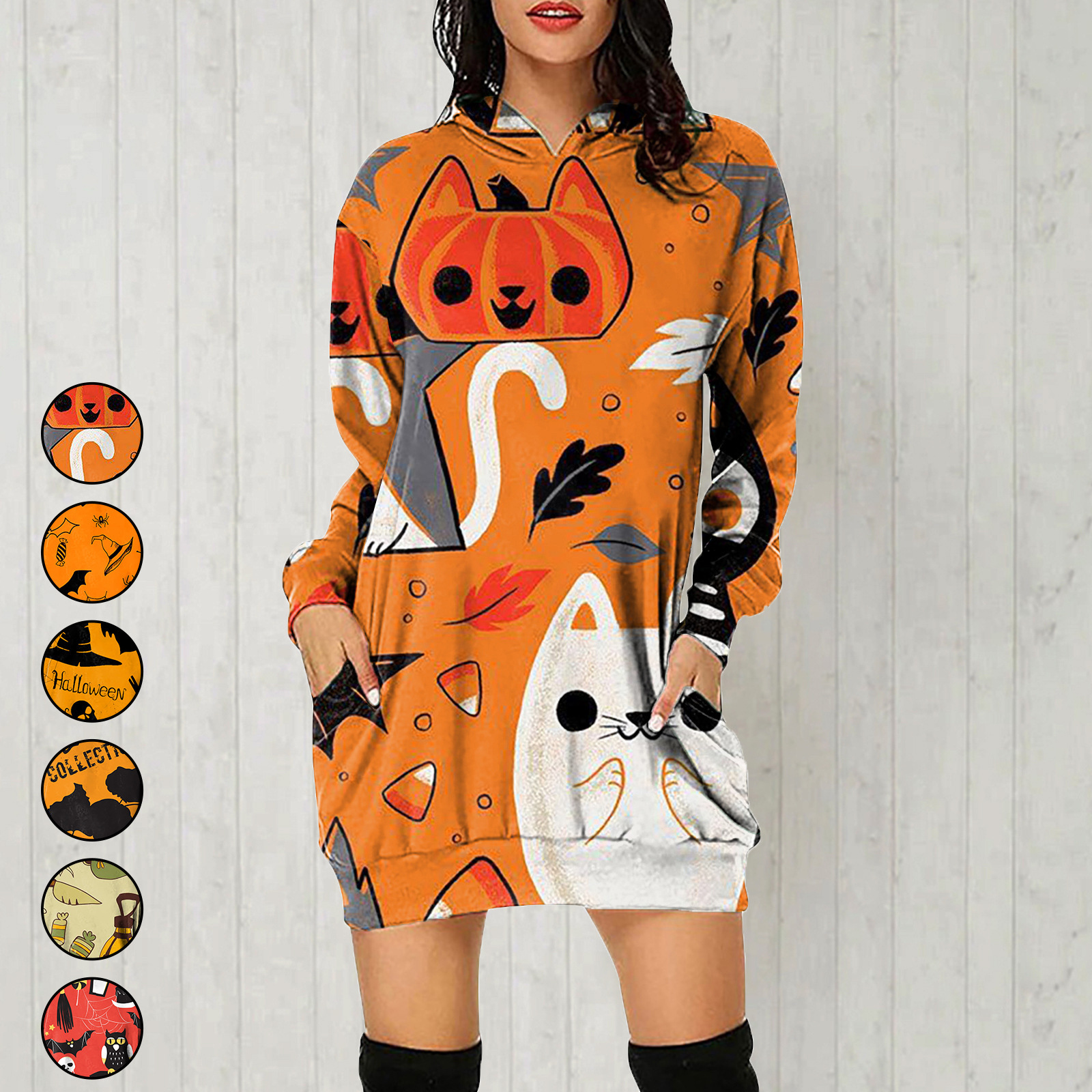 thdmladies Halloween loose long-sleeved sweater dress thedmladies