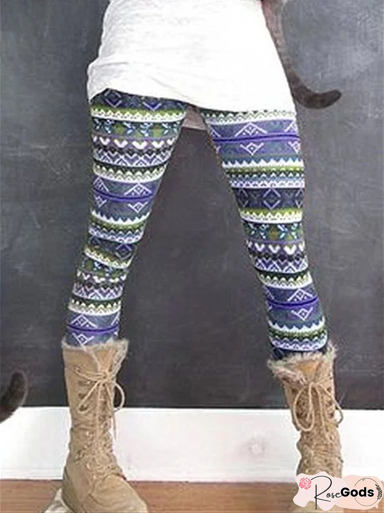 Autumn Winter Casual Vintage Printed Leggings