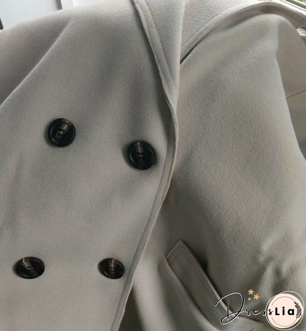 Autumn And Winter Fashion Women Temperament Coat Loose Long Oversize Trench Coat Wool Blend Coat