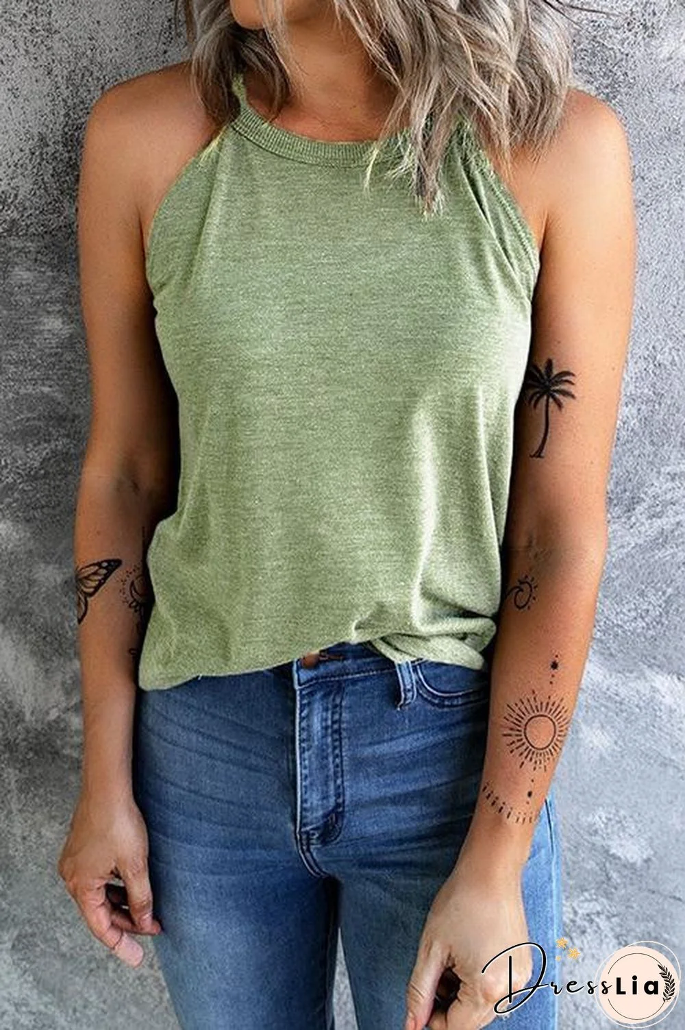 Solid Sleeveless T Shirt