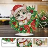 Xmas Wreath Kitten Special Shaped 2D Flat DIY Diamond Painting Ornament
