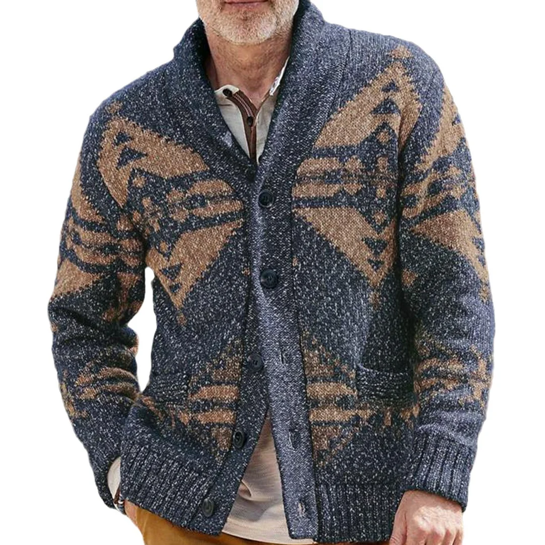 Uveng Uveng Men's Autumn And Winter Vintage Get-Bush Sweater Casual Wool Coat SY0088