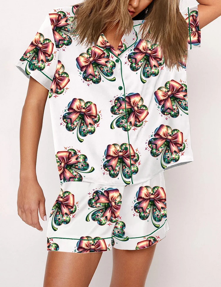 Women's St. Patrick's Day Disco Shamrock Print Pajama Set