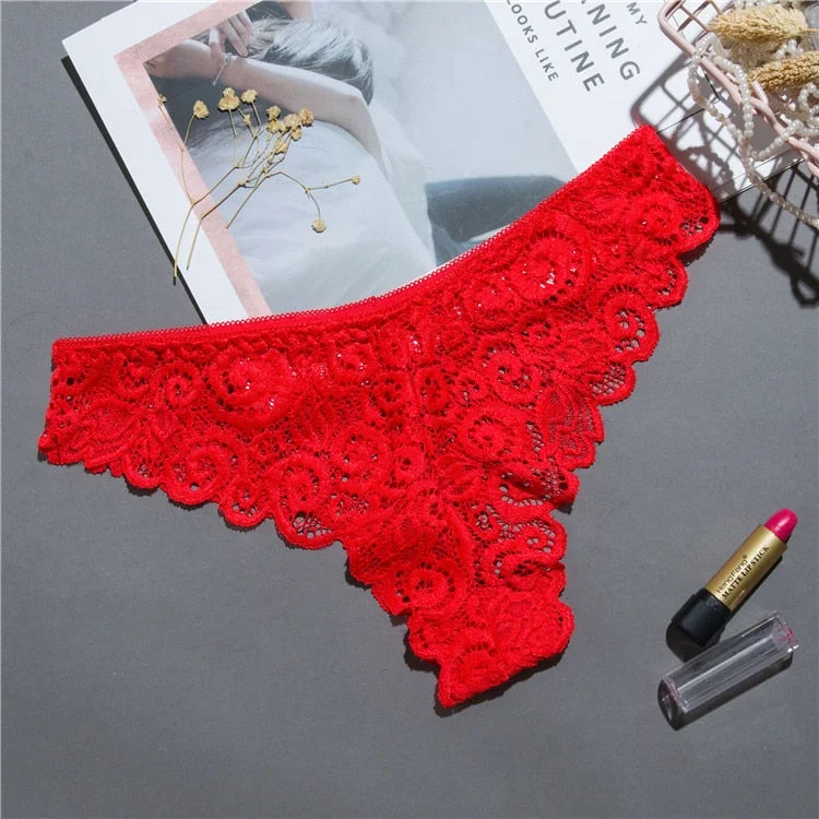 Sexy lace panties ladies panties thong floral lace ladies breathable panties low waist thong transparent