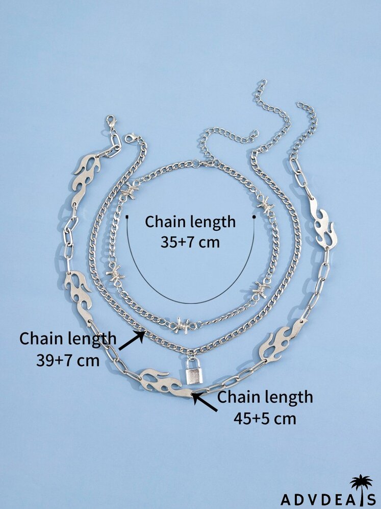3pcs Flame Decor Necklace