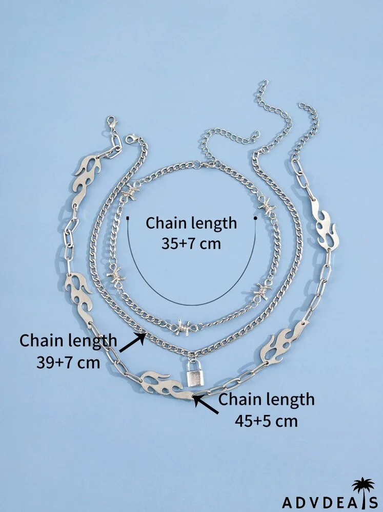 3pcs Flame Decor Necklace
