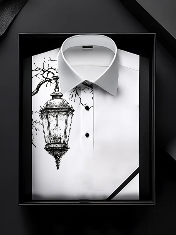 Men's Lamp Sketch Art Painting Print Casual Polo Shirt
