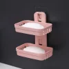 Wall Hanging Soap Box Drain Soap Holder Bathroom Accessories Suction Cup Soap Dish Tray Soap Dish for Bathroom Soap Container