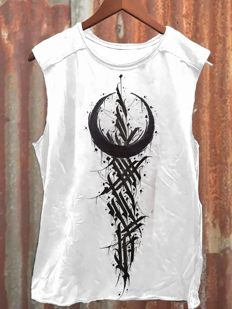 Comstylish Viking Rune Print Vintage Vest