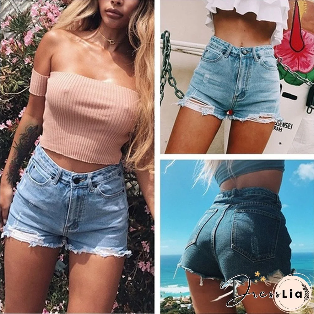 Ripped Denim Shorts Women