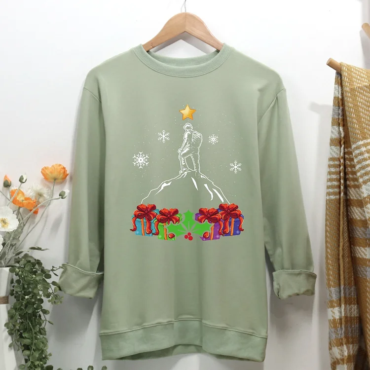 Hiking Christmas Tree Women Casual Sweatshirt-Annaletters