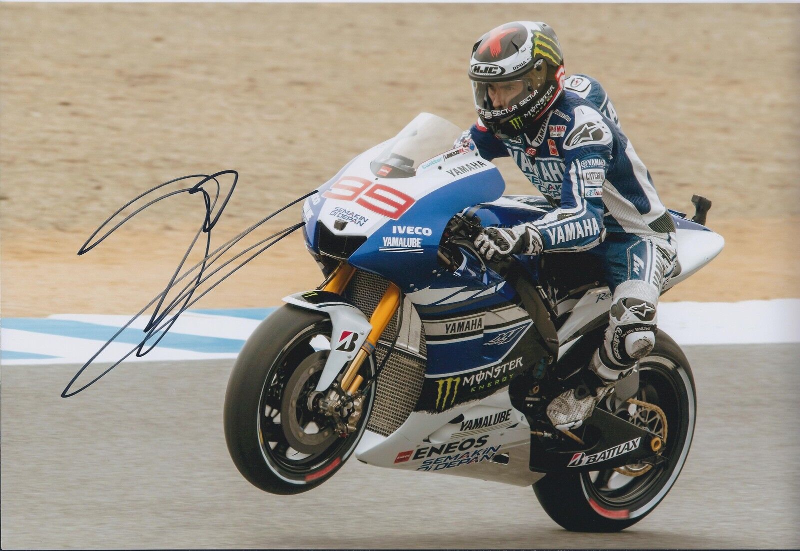 Jorge Lorenzo SIGNED MotoGP Champion Team Monster YAMAHA 12x8 Photo Poster painting AFTAL RARE