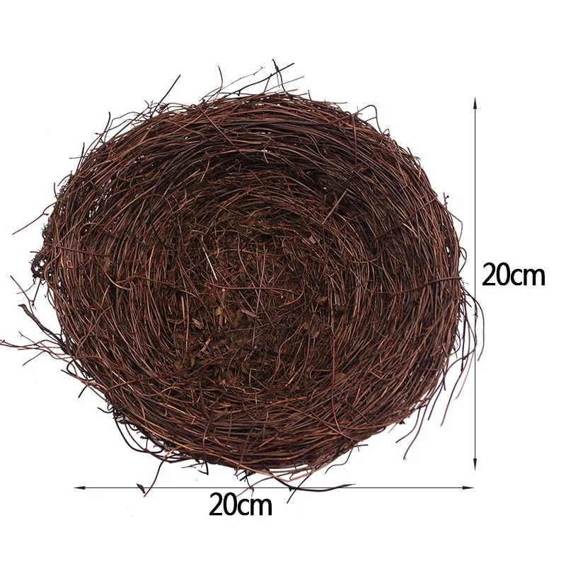 8-20cm Nature Rattan Bird Nest Easter Egg Decoration Prop Artificial Nest for Easter Party Home Garden Decoration DIY Craft