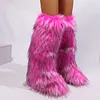 Women's Winter Trendy Y2K Faux Raccoon Fur Long Knee Snow Boots