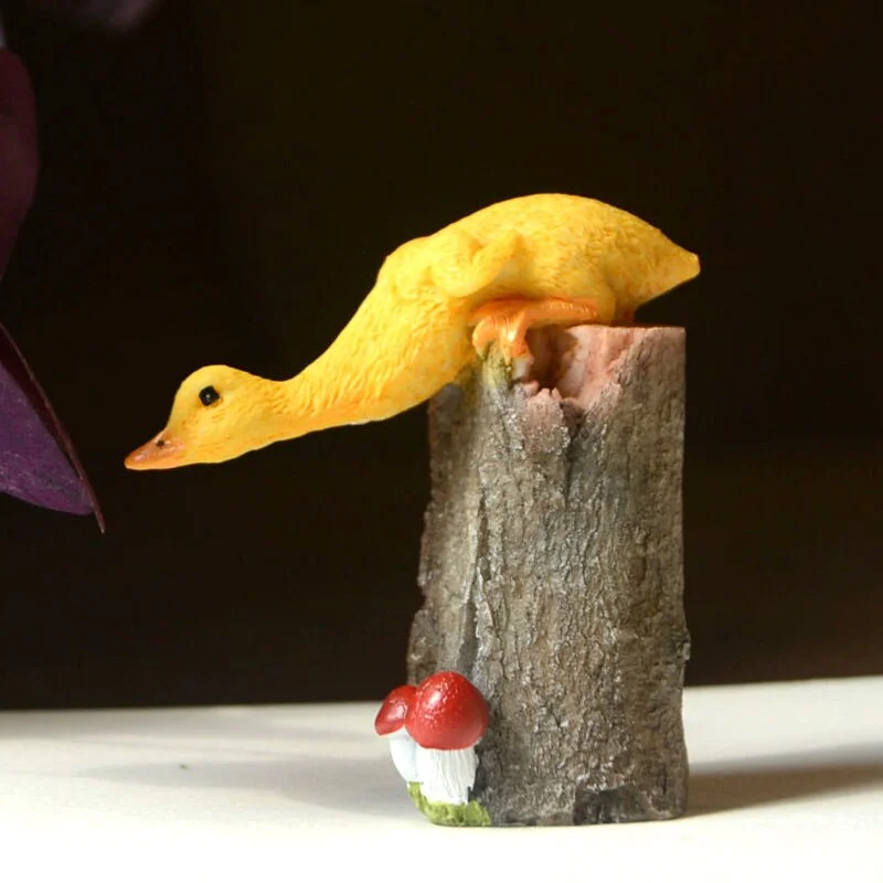 Creative Little Yellow Duck Ornament Lovely Resin Simulation Animal Micro Landscape Flower Pot Decoration Miniature Fairy Garden