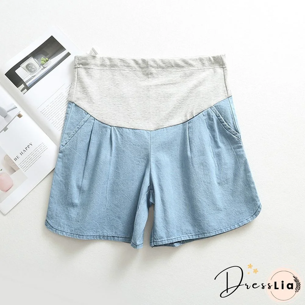 Maternity Pregnancy Women Pregnant Summer Denim Shorts Over Bump Pants Casual