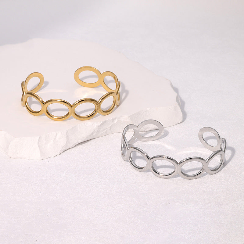 Simple Chain Bracelet Open Stainless Steel Cold Style Surface Personality Fashion Gold-Plated Bracelet