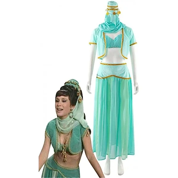 I Dream of Jeannie Jennie's Sister Cosplay Costume Green Dress for Women