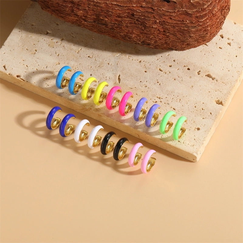 1 Pair Elegant Minimalist Solid Color Epoxy Plating Brass 14k Gold Plated Ear Cuffs