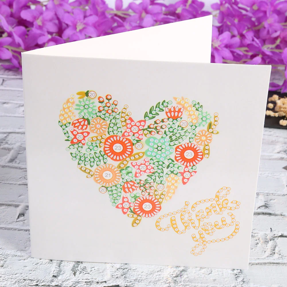 12pcs Diamond Painting Greeting Card - Rhinestone - Embroidery for Birthday【With White Envelope】