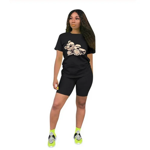 Women Casual Two Piece Set Short Sleeve Pants Outfits Sports Gym Tracksuits