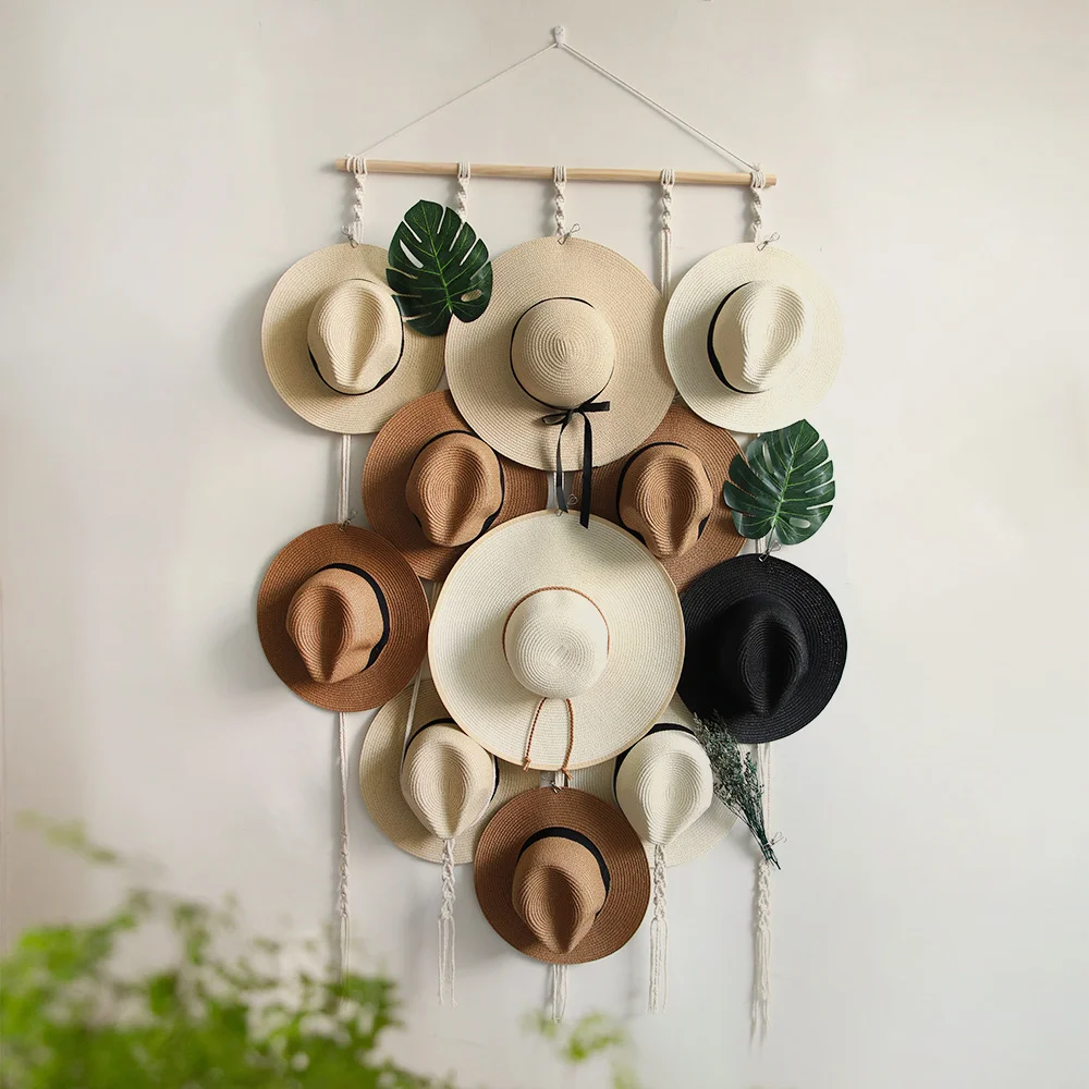 Nigikala Nigikala Wind Hat Display Frame Hand-Woven Tapestry Hat Storage Decorative Wall Pendant Frame Living Room Bedroom Wall Decoration