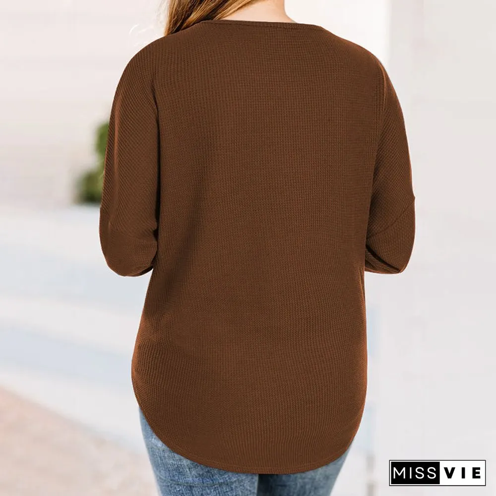 Round Neck Button Down Knit Pullover Sweater