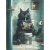 Toilet Cat Reading Newspaper-11CT Stamped Cross Stitch 40*53cm tapestrymarket