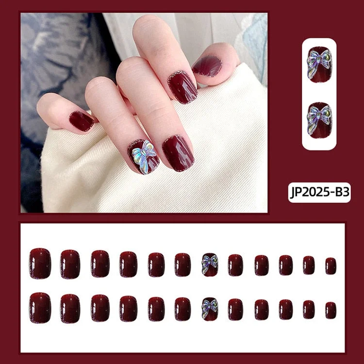 Fashion 24pc/set 10 Sizes Fake Nails Full Cover French False Nail Tips With Double-Sided Nail Adhesive Tab Press On Nails Art-Nail Inspo