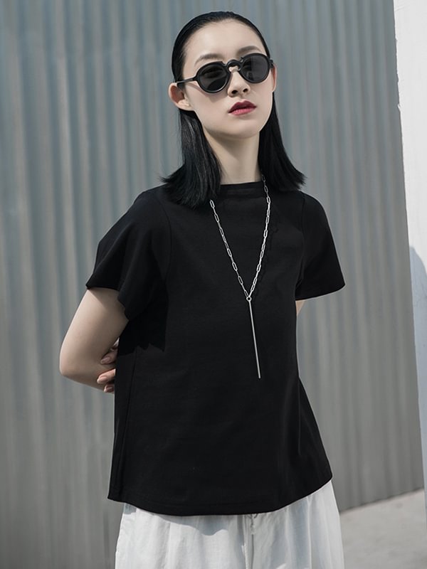 Urban Solid Color Short Sleeve T-Shirts Tops