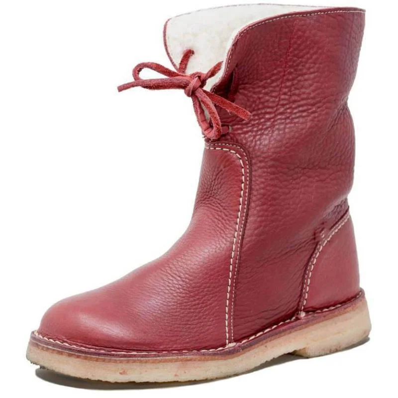 Women plus size clothing Winter Casual Lace Up Boots-Nordswear