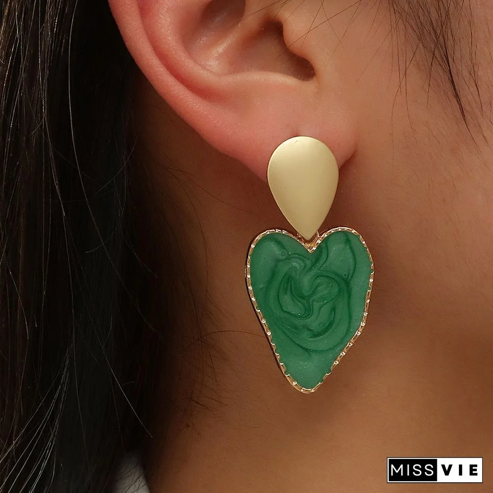 Women's Fashion Trend Alloy Geometric Heart Shaped Pendant Earrings