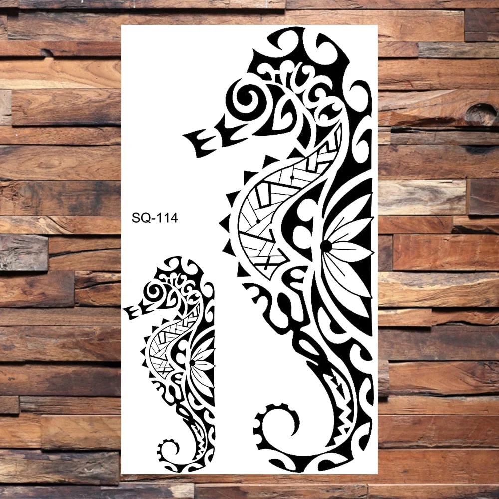 Skeleton Skull Temporary Tattoos For Women Adults Realistic Wolf Snake Rose Flower Feather Fake Tattoo Sticker Back Tatoos Body