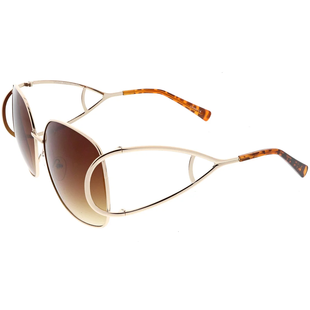 Women's Open Metal Arms Oversize glasses Square Colored Lens 65mm